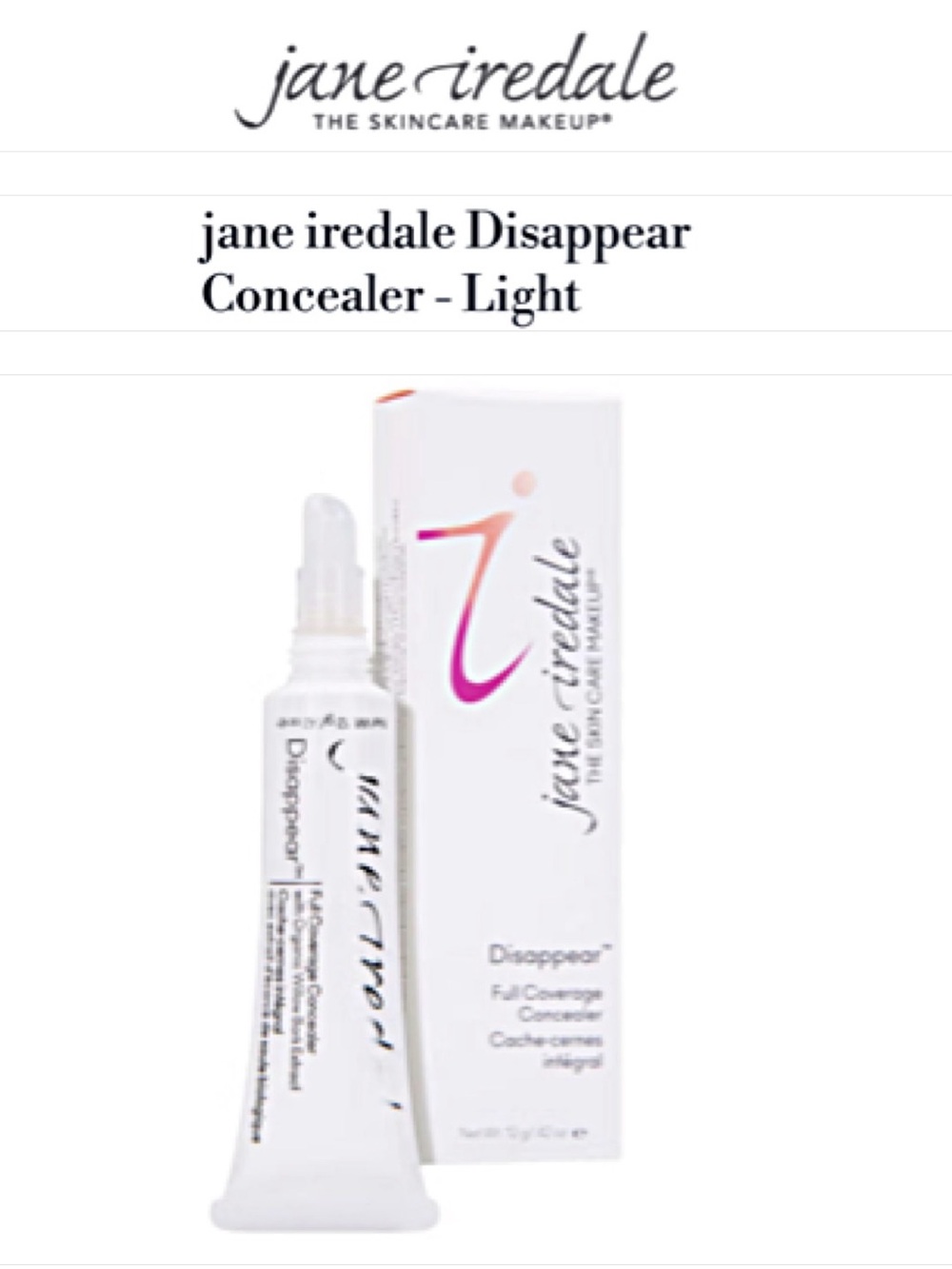NIB Jane Iredale Concealer: Disappear Full Coverage Light Discontinued Sold Out